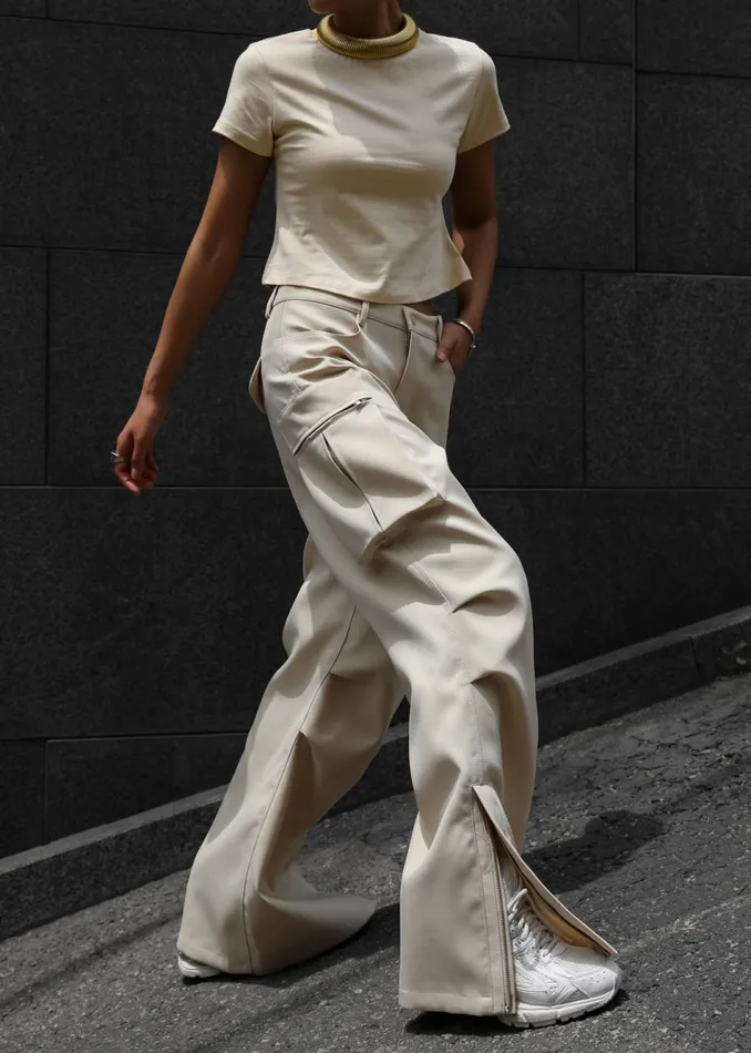 Women The Frankie Shop Bottoms Valo Cargo Pants Beige