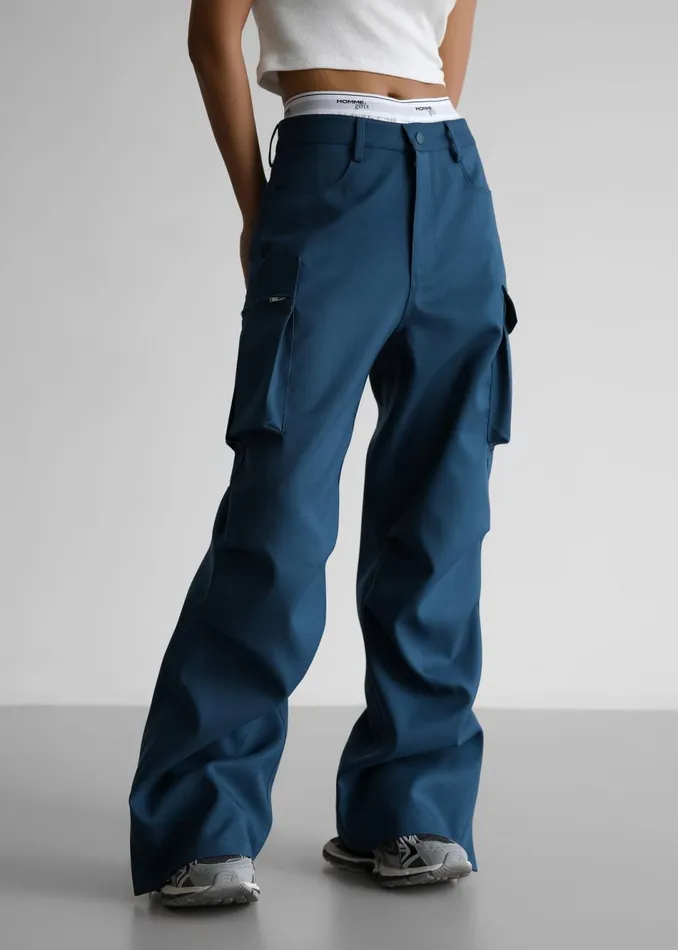 Women The Frankie Shop Bottoms Valo Cargo Pants Navy