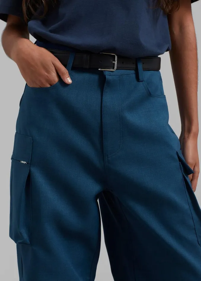 Women The Frankie Shop Bottoms Valo Cargo Pants Navy