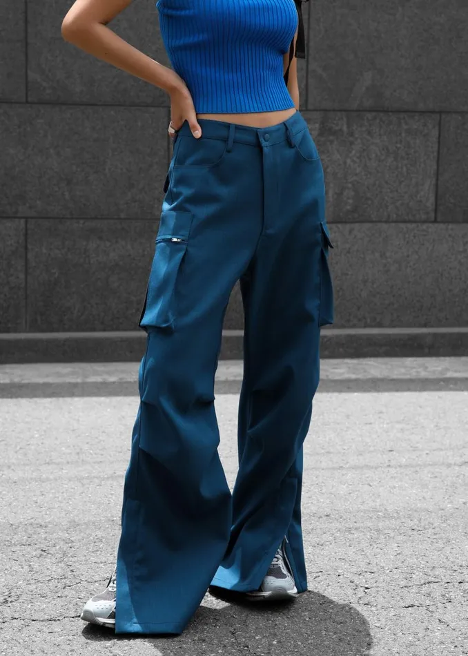Women The Frankie Shop Bottoms Valo Cargo Pants Navy