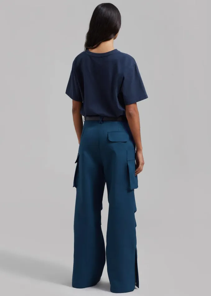 Women The Frankie Shop Bottoms Valo Cargo Pants Navy