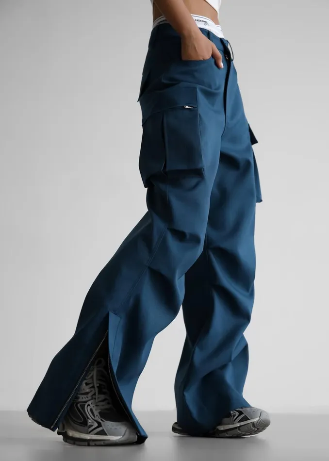 Women The Frankie Shop Bottoms Valo Cargo Pants Navy