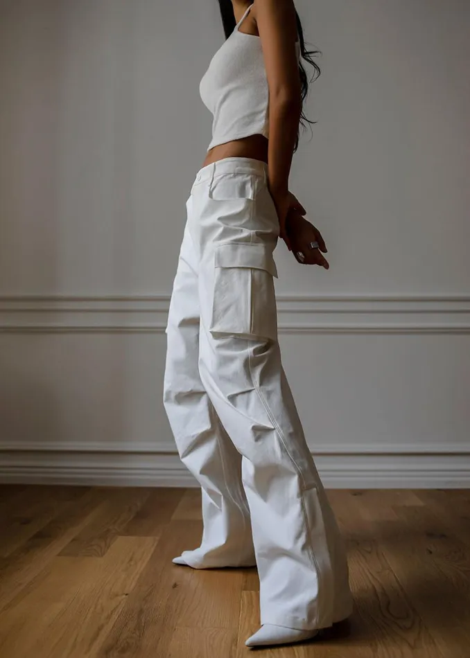 Women The Frankie Shop Bottoms Valo Cargo Pants White