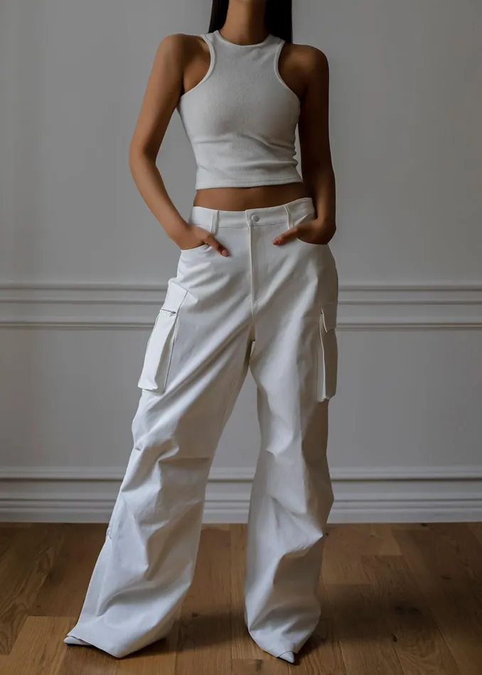 Women The Frankie Shop Bottoms Valo Cargo Pants White