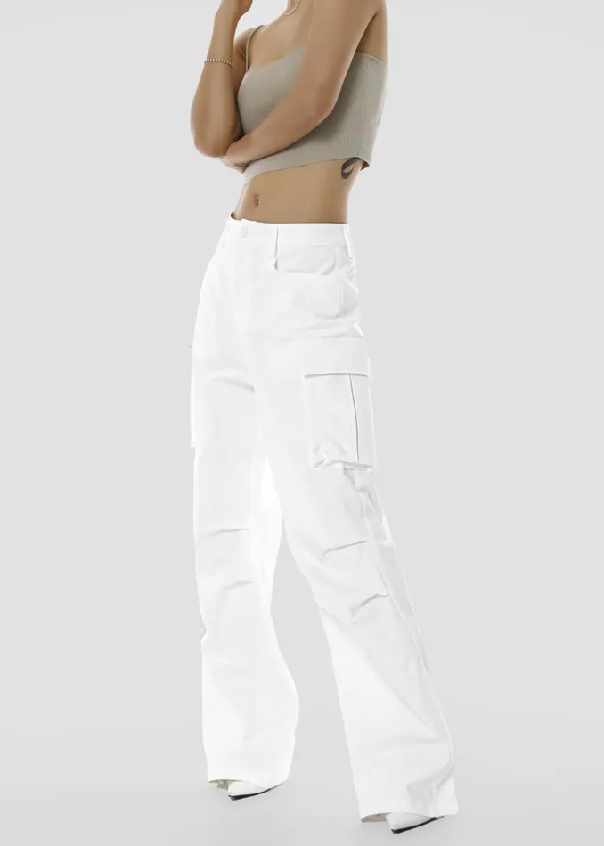 Women The Frankie Shop Bottoms Valo Cargo Pants White