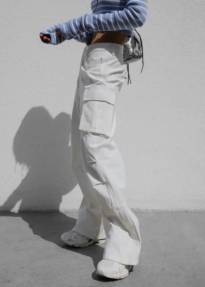 Women The Frankie Shop Bottoms Valo Cargo Pants White