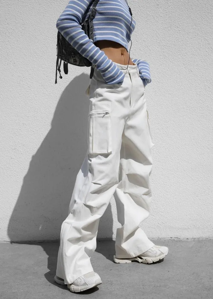 Women The Frankie Shop Bottoms Valo Cargo Pants White