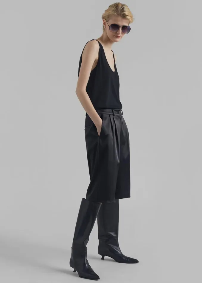 Women The Frankie Shop Bottoms Vienna Satin Bermuda Shorts Black
