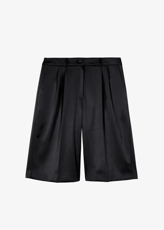 Women The Frankie Shop Bottoms Vienna Satin Bermuda Shorts Black