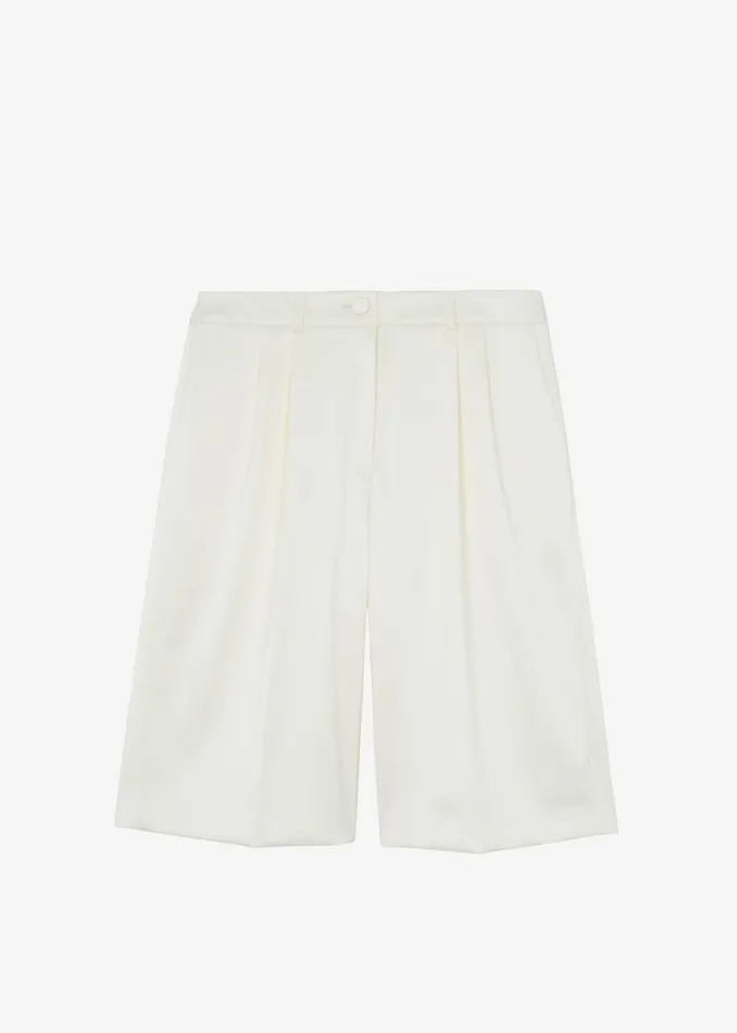 Women The Frankie Shop Bottoms Vienna Satin Bermuda Shorts Cream