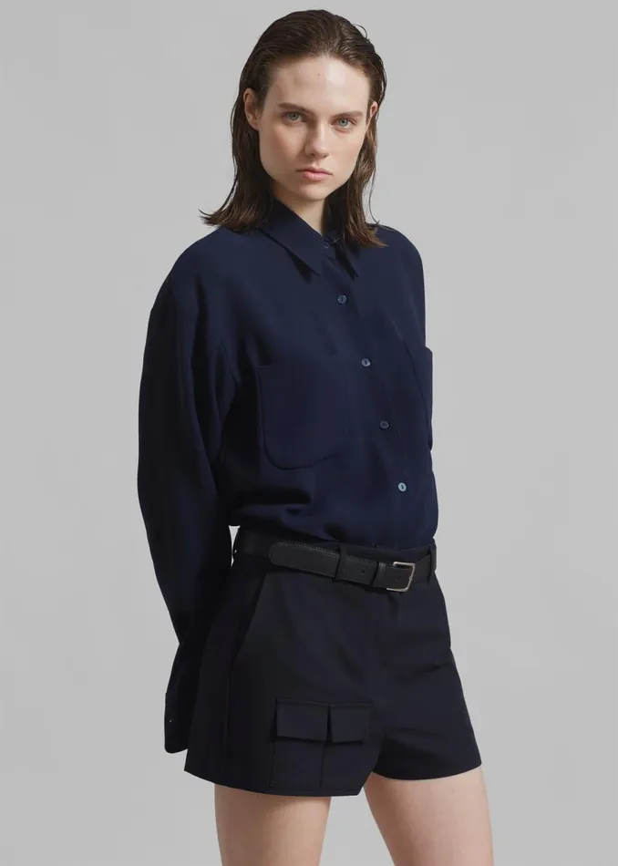 Women The Frankie Shop Bottoms Wendy Mini Shorts Navy