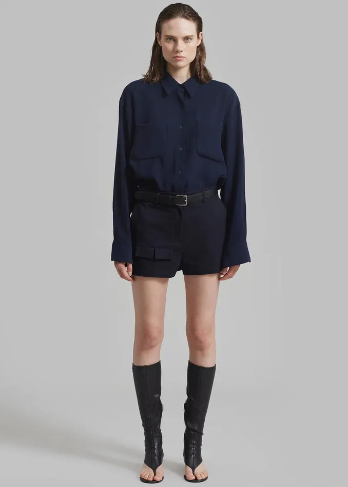 Women The Frankie Shop Bottoms Wendy Mini Shorts Navy