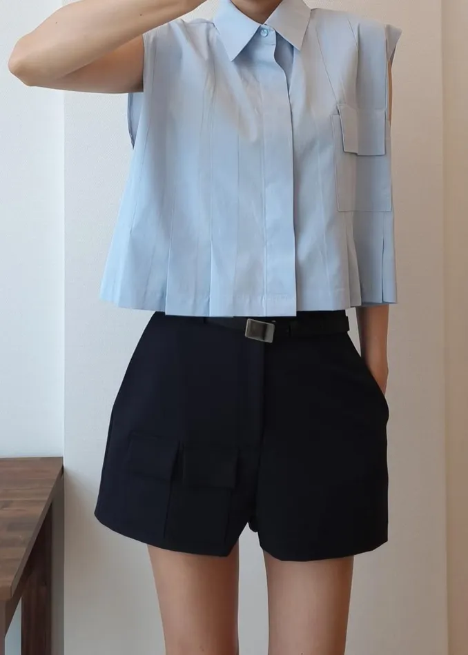 Women The Frankie Shop Bottoms Wendy Mini Shorts Navy