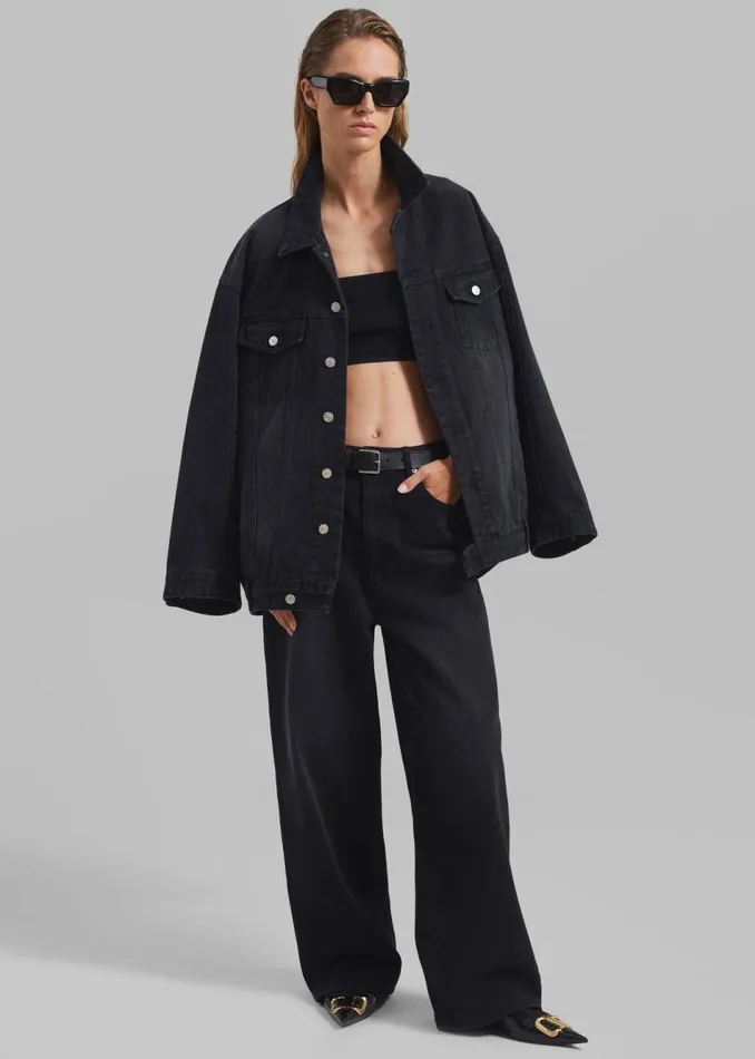 Women The Frankie Shop Bottoms William Denim Pants Black Wash
