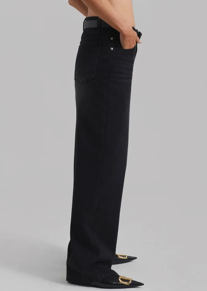 Women The Frankie Shop Bottoms William Denim Pants Black Wash