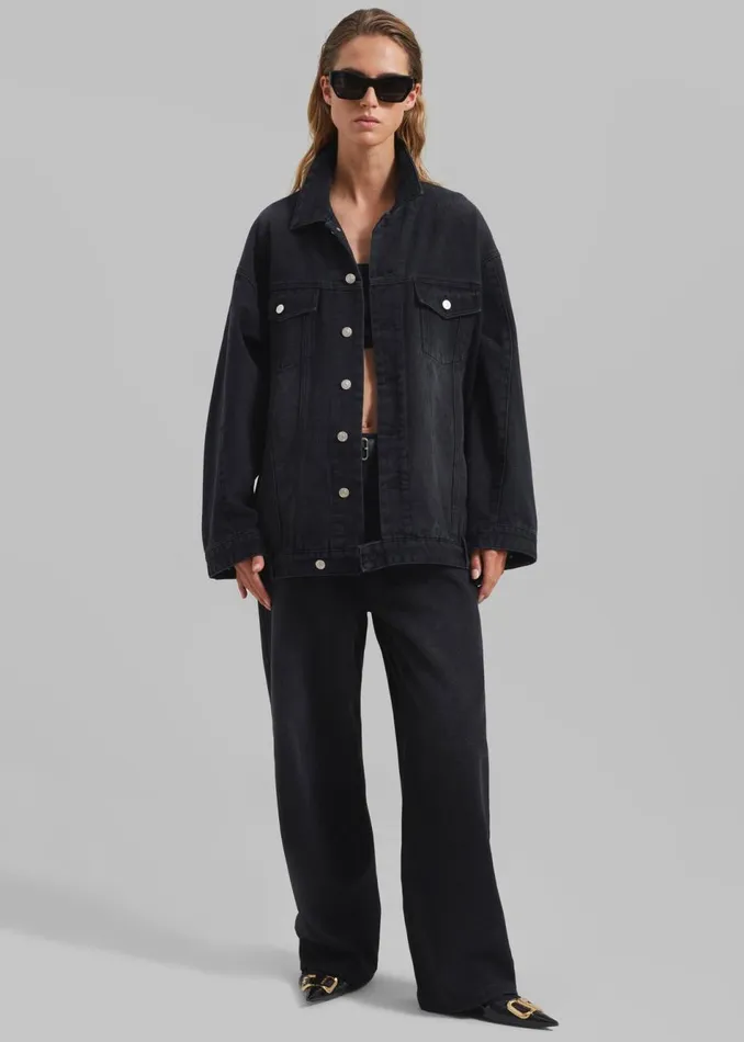 Women The Frankie Shop Bottoms William Denim Pants Black Wash