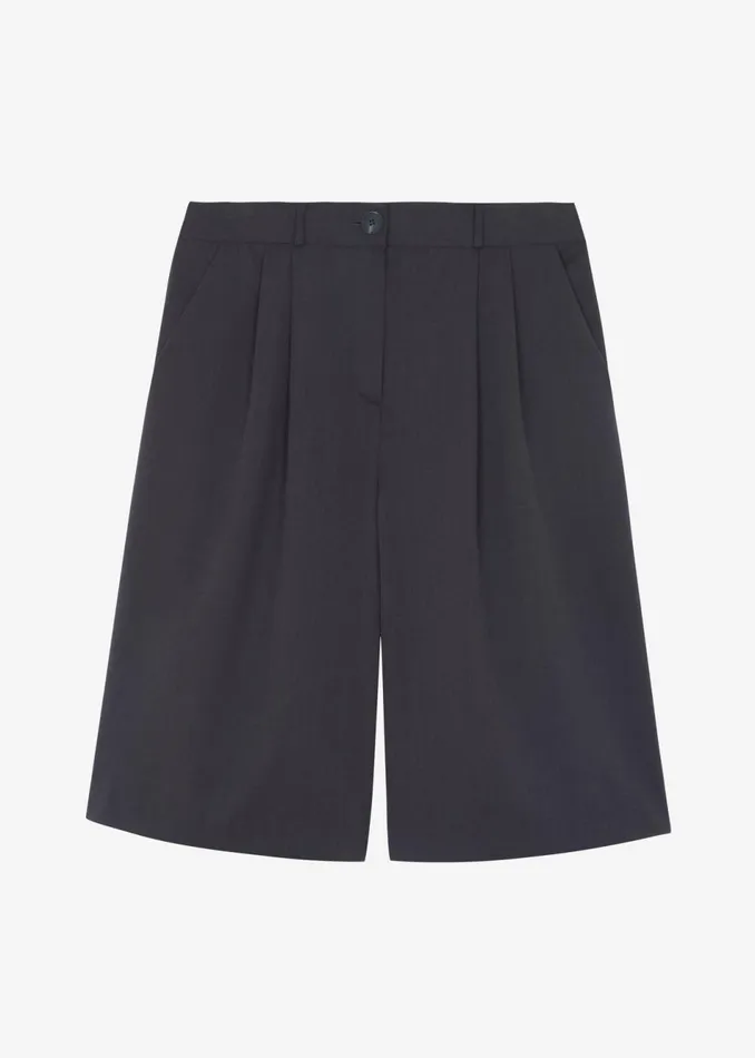 Women The Frankie Shop Bottoms Wilma Pleated Bermuda Shorts Charcoal