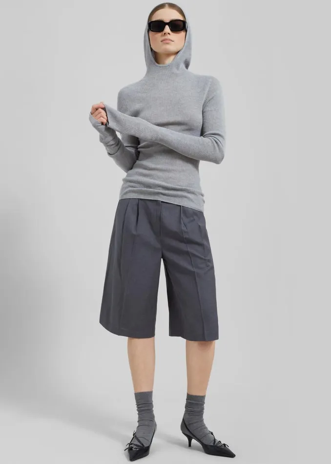 Women The Frankie Shop Bottoms Wilma Pleated Bermuda Shorts Grey