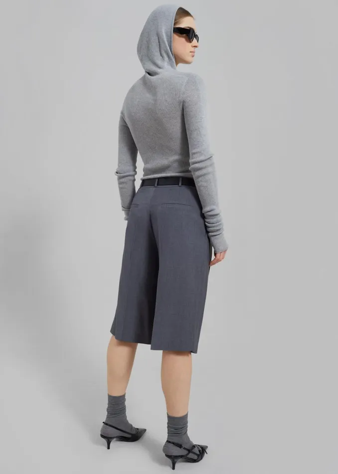 Women The Frankie Shop Bottoms Wilma Pleated Bermuda Shorts Grey