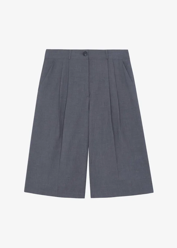 Women The Frankie Shop Bottoms Wilma Pleated Bermuda Shorts Grey