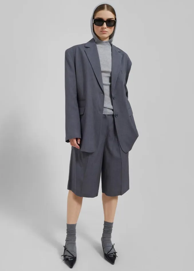 Women The Frankie Shop Bottoms Wilma Pleated Bermuda Shorts Grey