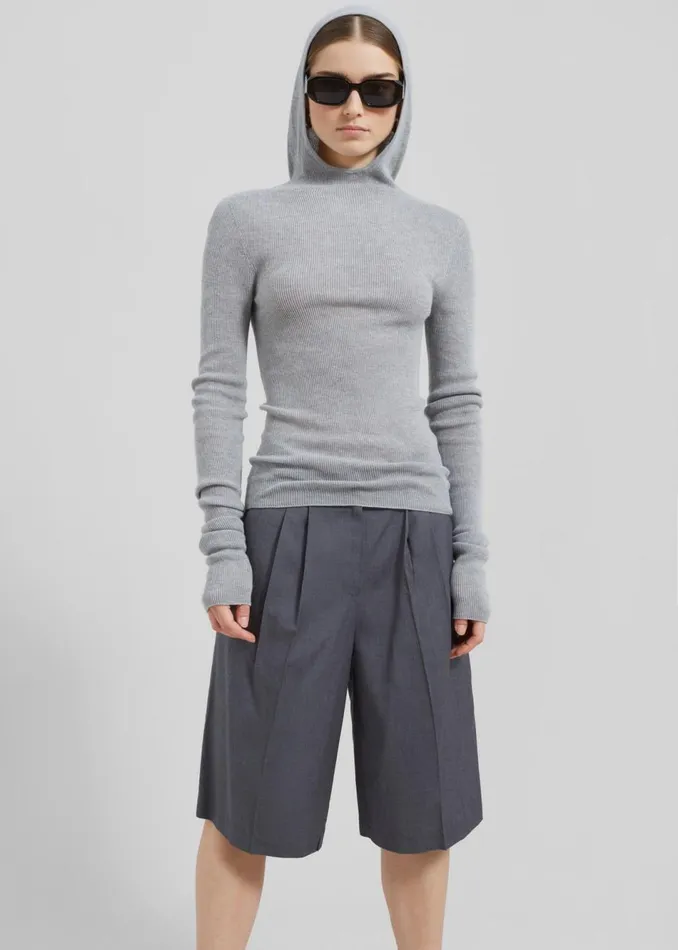 Women The Frankie Shop Bottoms Wilma Pleated Bermuda Shorts Grey