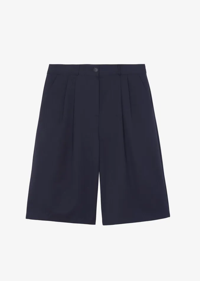 Women The Frankie Shop Bottoms Wilma Pleated Bermuda Shorts Navy