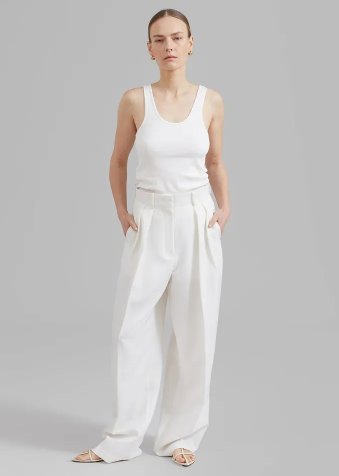 Women The Frankie Shop Bottoms Zia Pintuck Trousers White
