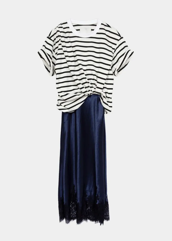 Women The Frankie Shop Dresses 31 Phillip Lim Striped Draped TShirt Slip Combo Dress White Multi