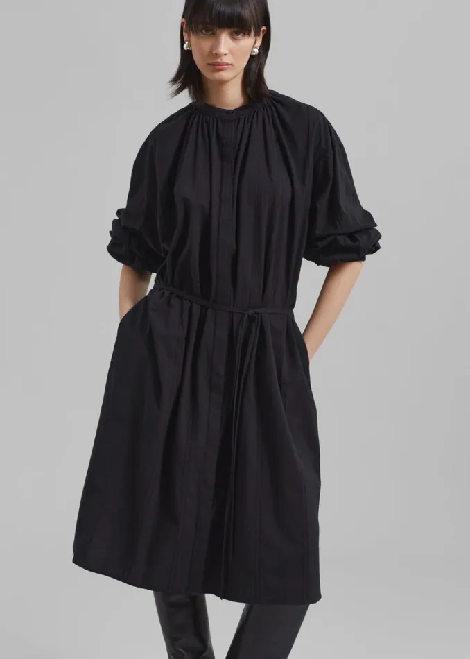 Women The Frankie Shop Dresses Amomento Shirring Long Dress Black