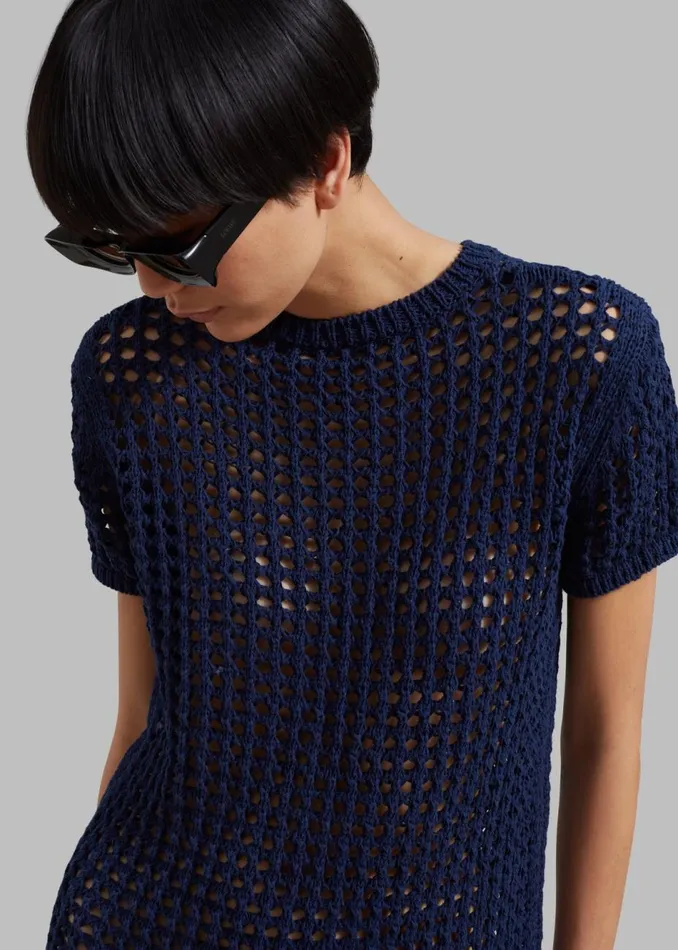 Women The Frankie Shop Dresses Ari Knit Mini Dress Navy