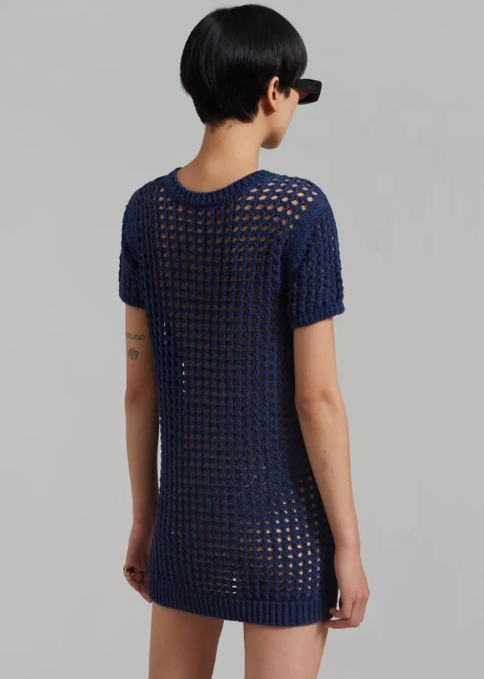 Women The Frankie Shop Dresses Ari Knit Mini Dress Navy