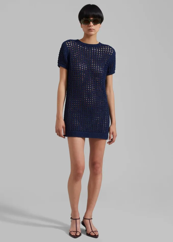 Women The Frankie Shop Dresses Ari Knit Mini Dress Navy