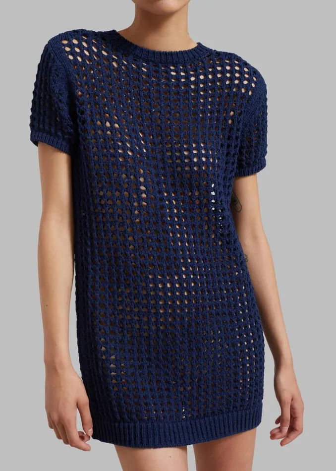Women The Frankie Shop Dresses Ari Knit Mini Dress Navy