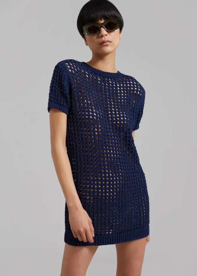 Women The Frankie Shop Dresses Ari Knit Mini Dress Navy