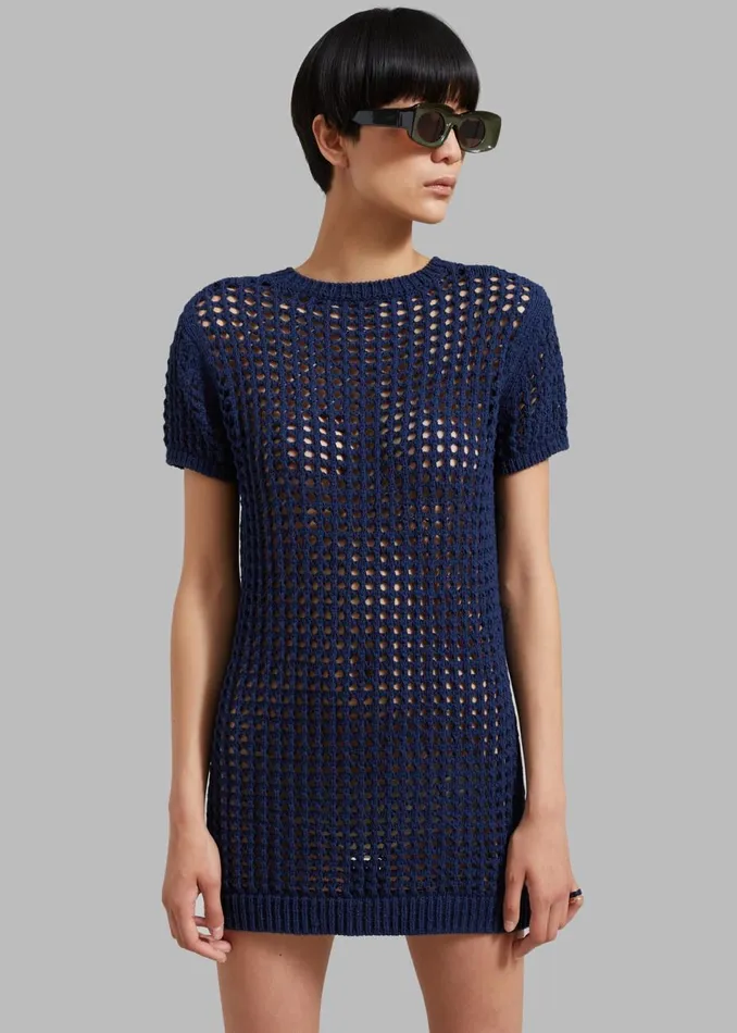 Women The Frankie Shop Dresses Ari Knit Mini Dress Navy