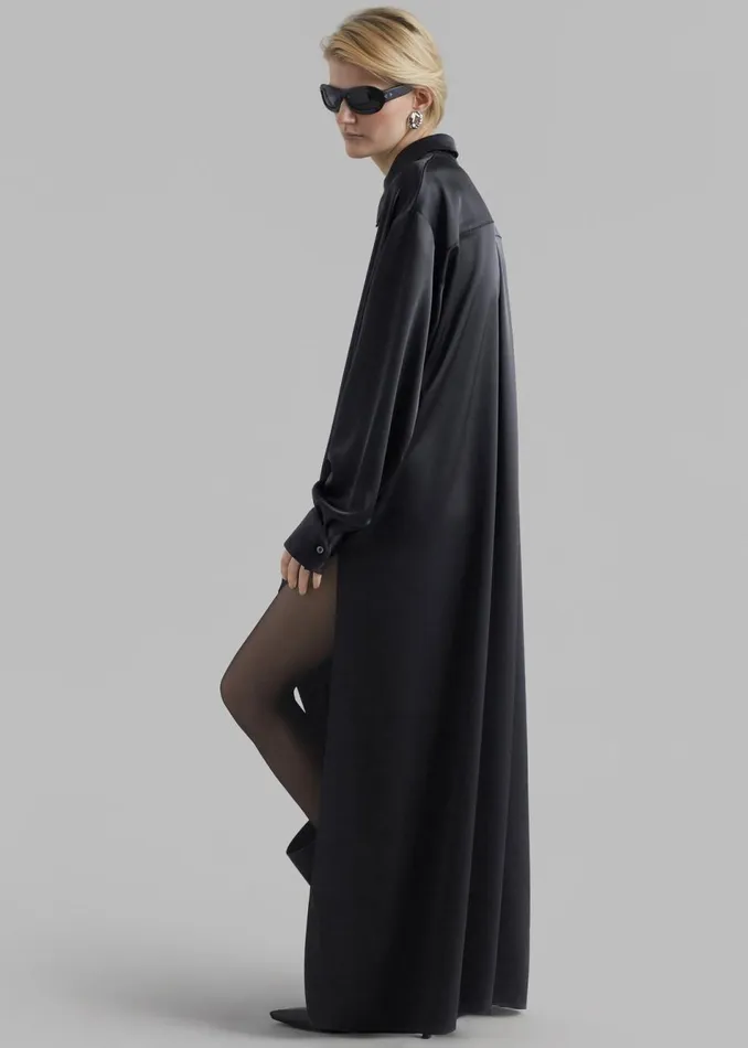 Women The Frankie Shop Dresses Avery Satin Shirt Dress Black