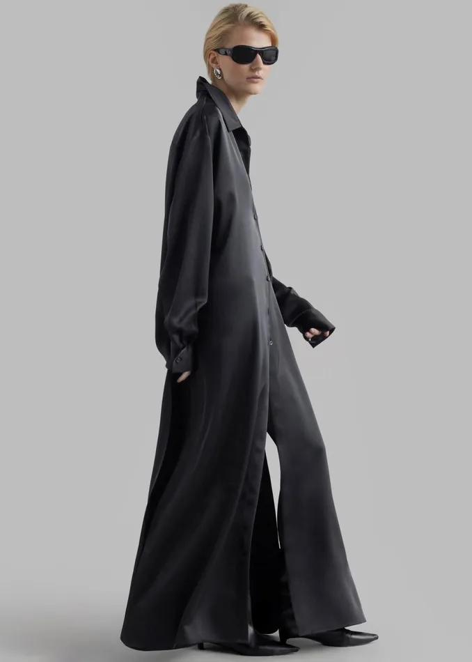 Women The Frankie Shop Dresses Avery Satin Shirt Dress Black