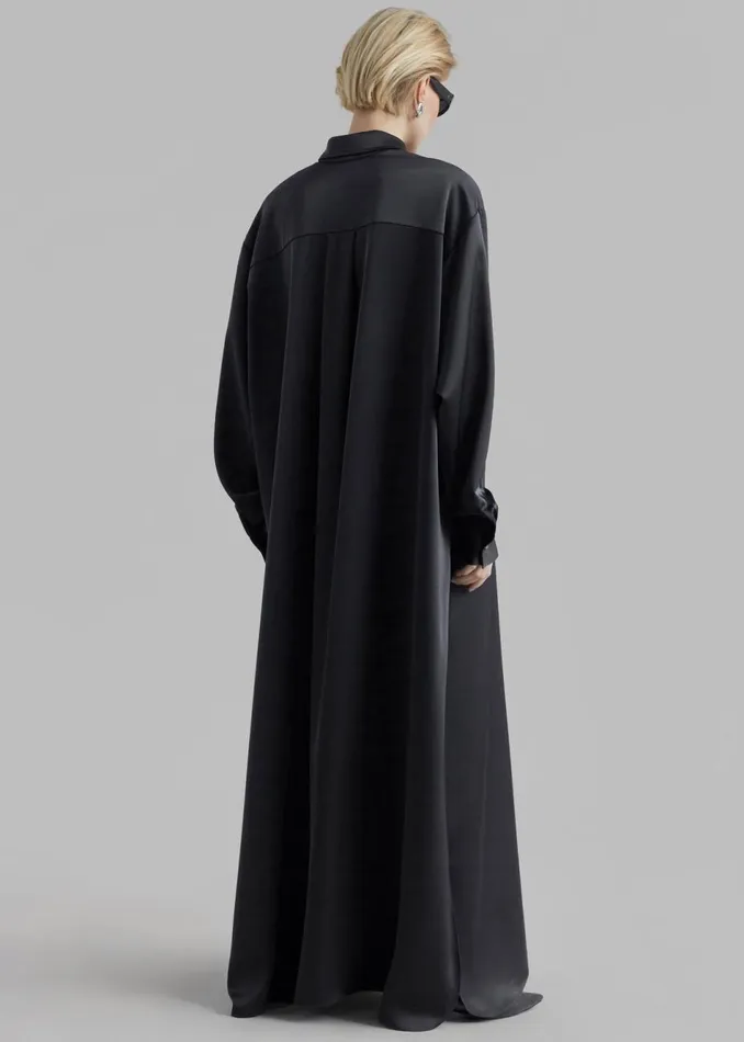 Women The Frankie Shop Dresses Avery Satin Shirt Dress Black