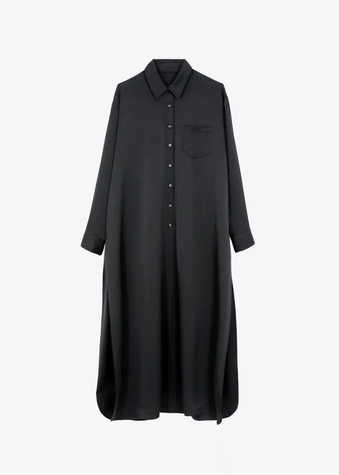 Women The Frankie Shop Dresses Avery Satin Shirt Dress Black