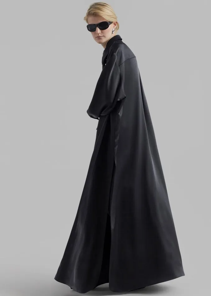 Women The Frankie Shop Dresses Avery Satin Shirt Dress Black