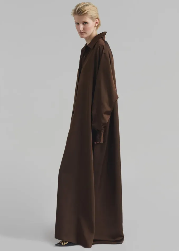 Women The Frankie Shop Dresses Avery Satin Shirt Dress Brown