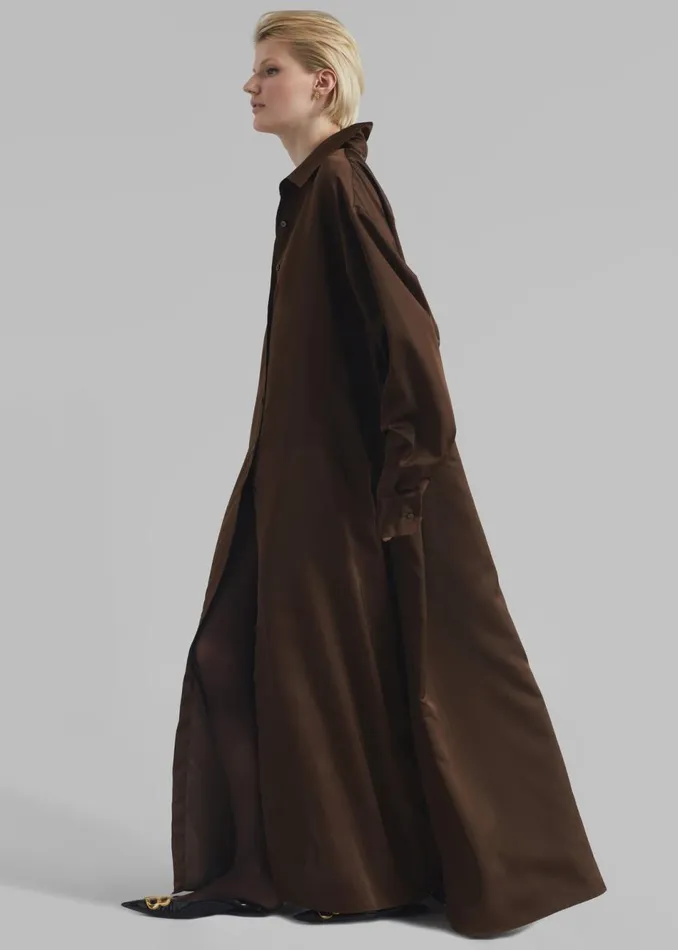 Women The Frankie Shop Dresses Avery Satin Shirt Dress Brown