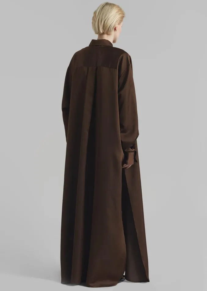 Women The Frankie Shop Dresses Avery Satin Shirt Dress Brown