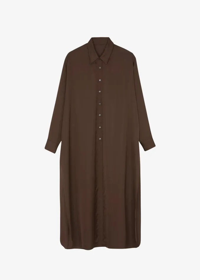 Women The Frankie Shop Dresses Avery Satin Shirt Dress Brown