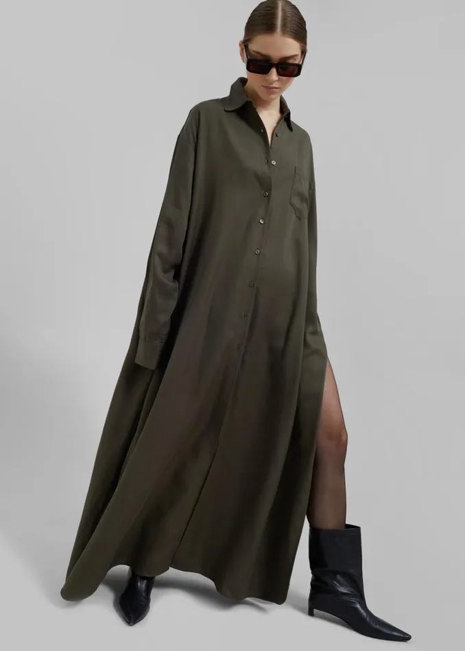 Women The Frankie Shop Dresses Avery Shirt Dress Khaki
