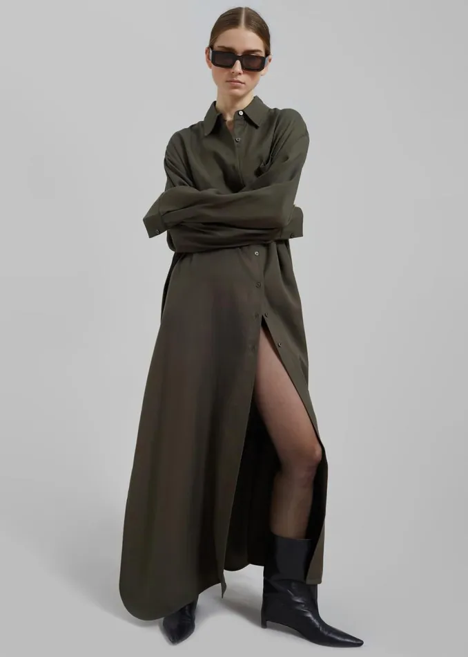 Women The Frankie Shop Dresses Avery Shirt Dress Khaki