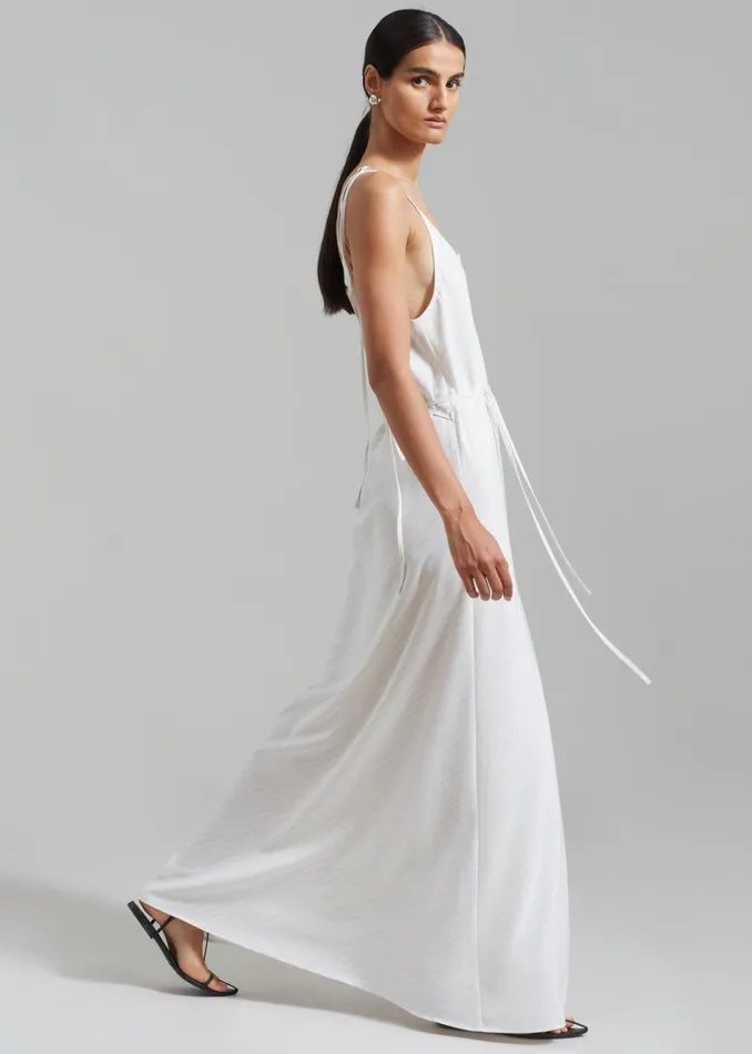Women The Frankie Shop Dresses Brooke Tie Strap Maxi Dress Grey Stripe