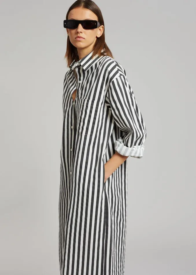 Women The Frankie Shop Dresses Cala Shirt Dress Black Stripe