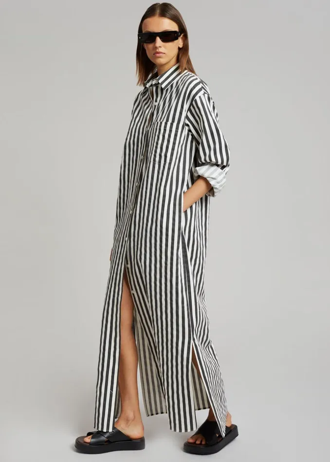 Women The Frankie Shop Dresses Cala Shirt Dress Black Stripe